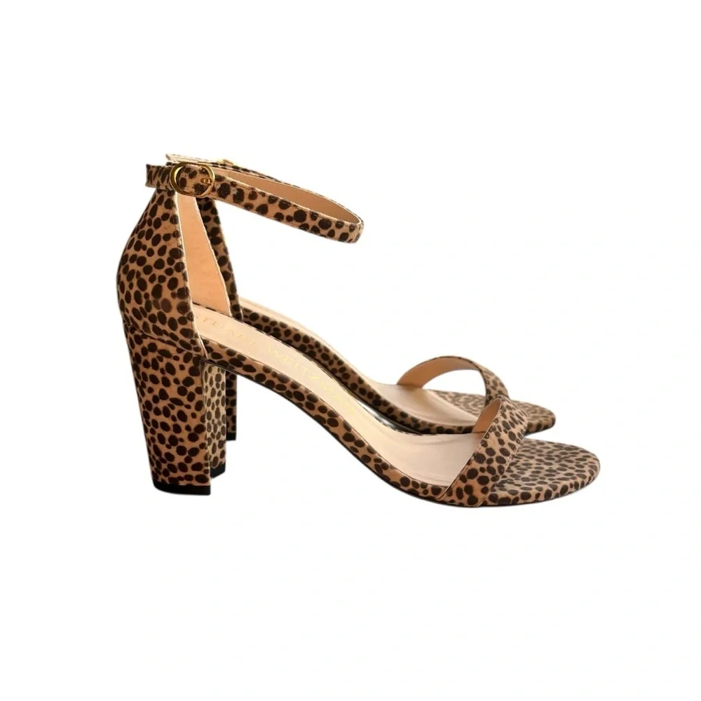 Stuart Weitzman Leopard Block Heel Ankle Strap Sandals Size 10 - Picture 10 of 10